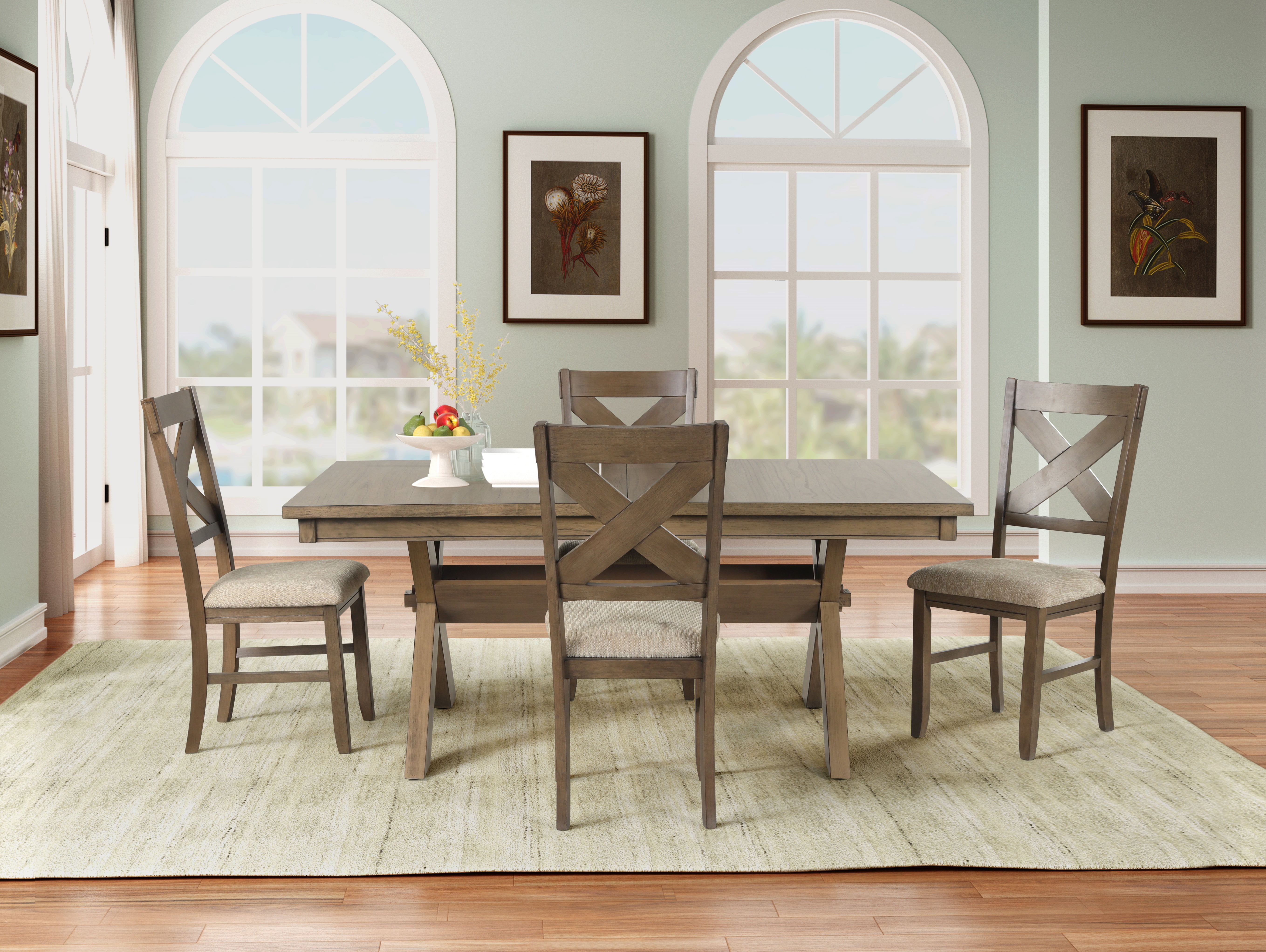 Roundhill Furniture Karven 5 Piece Extendable Dining Set Glazed
