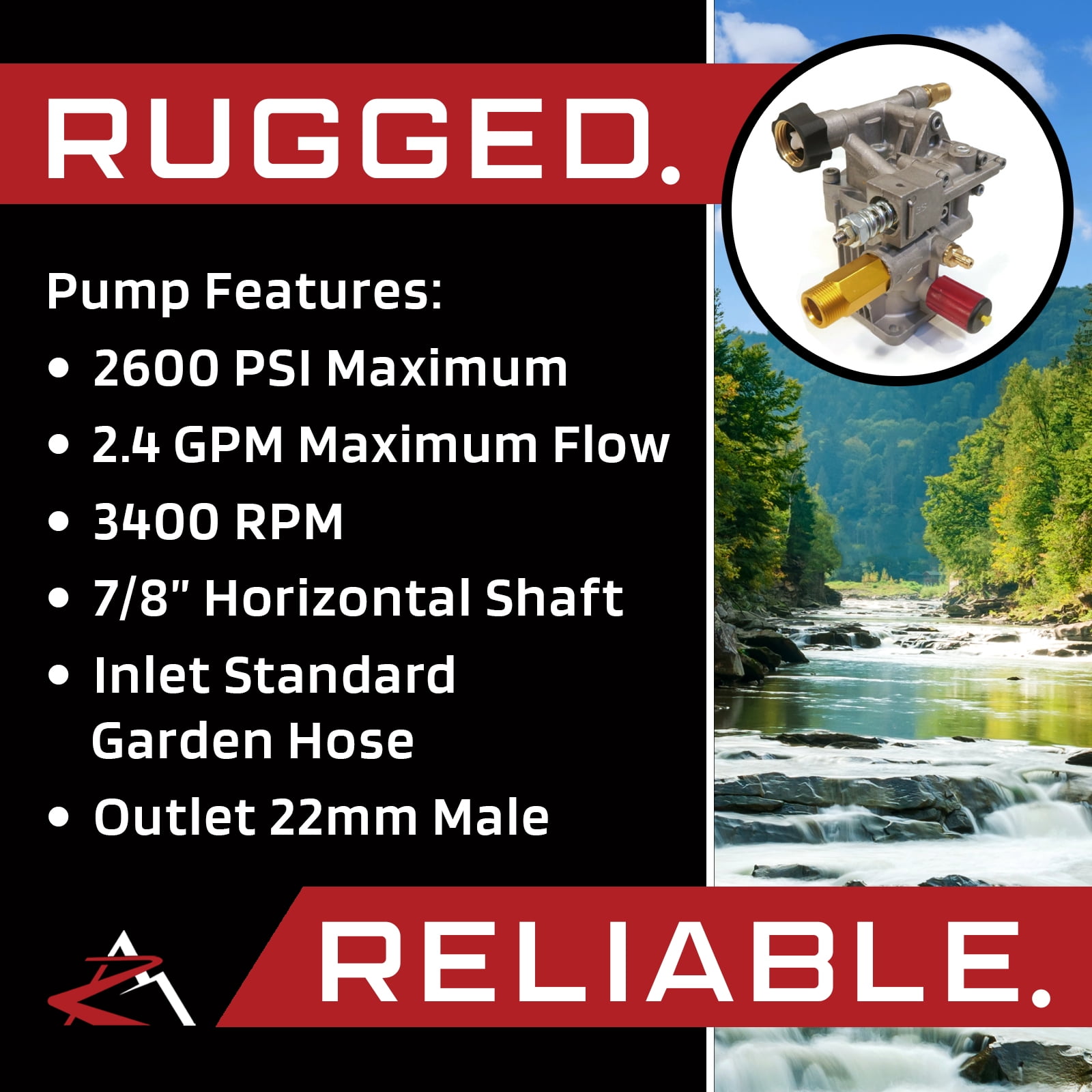 The ROP Shop 2600 PSI, 7/8" Shaft, Pressure Washer Pump & Spray Kit for PowerStroke PS80903A