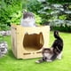 thumbnail image 2 of Cueva para Gatos con Hamaca, Camas para Gatos de Interior, con Alfombra para Arañar para Gatos, Cojín y Pelota Colgante, Madera Natural, 38x38x38cm, 2 of 5