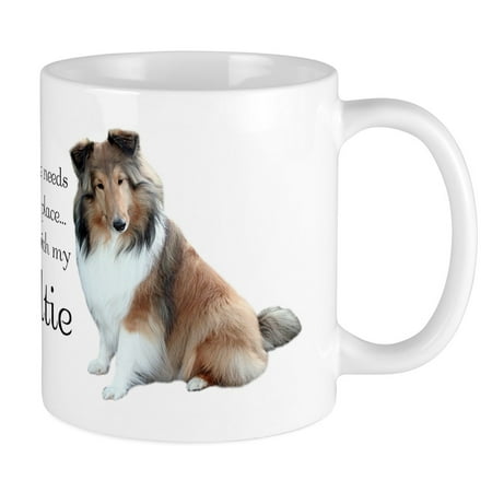 

CafePress - Happy Place Sheltie Mug - Ceramic Coffee Tea Novelty Mug Cup 11 oz
