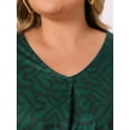 thumbnail image 5 of DARING DIVA Women's Plus V Neck 3/4 Sleeve Botanical Print Blouse Tunic Top 1X Dark Green, 5 of 7