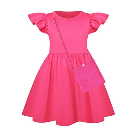 

NOKIO Girls Fly Sleeve Dress Wrap Solid Color Dress Girls Casual A-Line Dress Toddler Cotton Ruffle Dress Girls Hallow-een Dress Kids Hallow-een Party Dress Children S Princess Hallow-een Gown