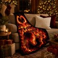 thumbnail image 3 of Fiery Heart Drum Set on Black, Bold Music Style for Drummers, Flame Rhythm Graphic and Father's Day Gift, Warm Flannel Blanket for Music Room and Garage, Home Decor, 3 of 9