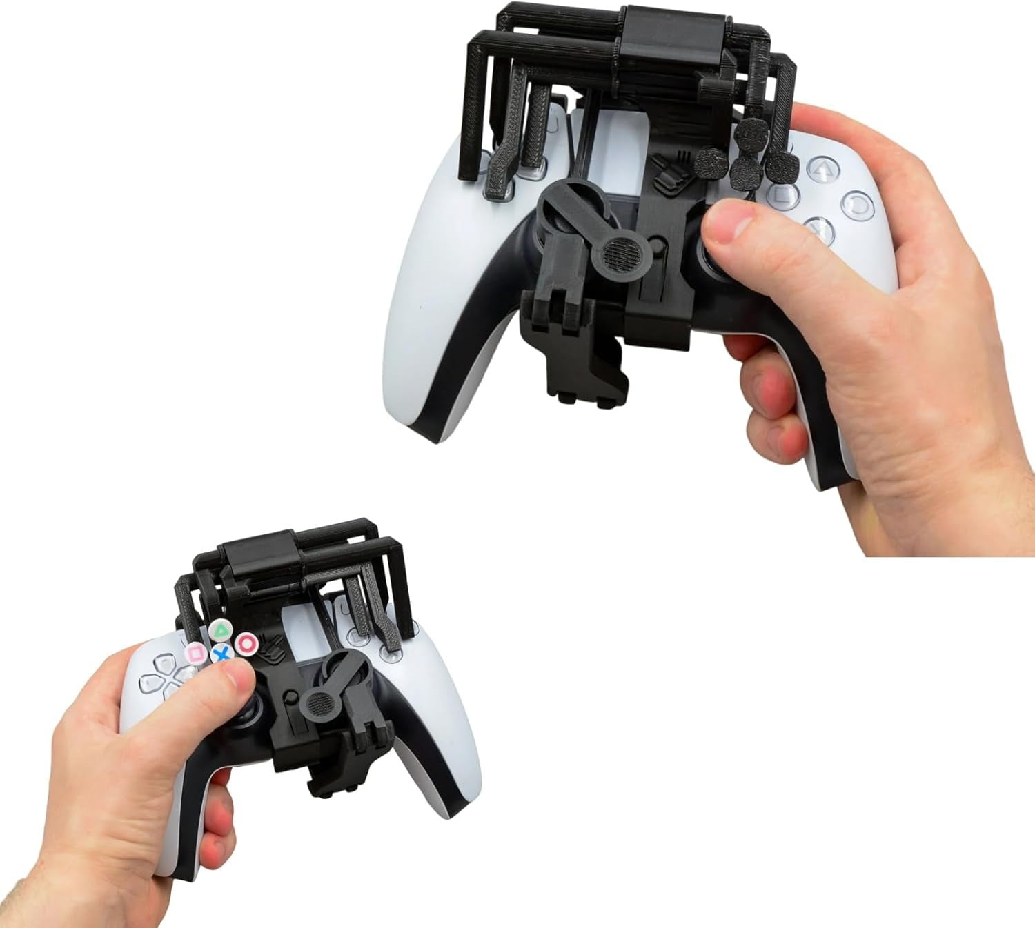 One-Handed Controller Adapter for PS5, Snap-On Attachment for DualSense for Single-Hand Gaming | Includes Leg Strap, Rubber Bands & Button Labels (Right Hand)