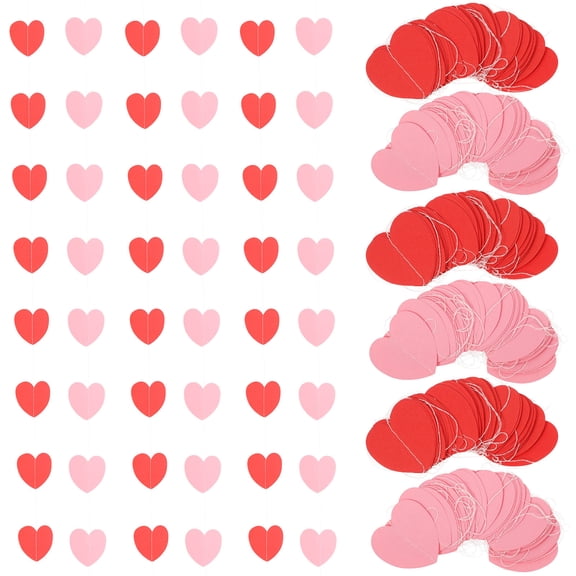 MEIBUTYUP 6-Piece Valentine’s Day Heart Garland Assorted Colors Hanging Banner for Wedding Party Decorations