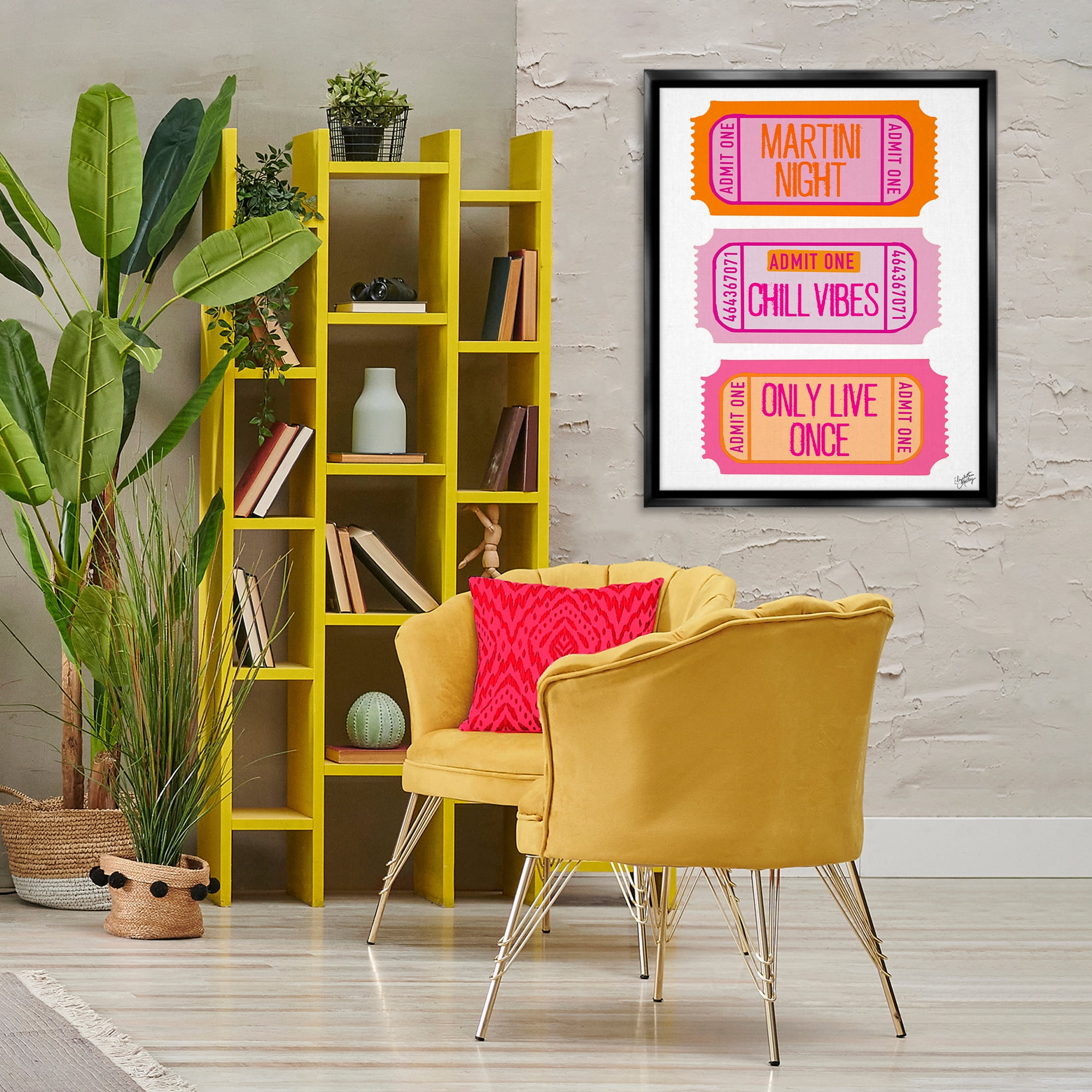 Stupell Industries Fun Party Phrase Tickets Text & Numbers Painting Black Floater Framed Canvas Art Print Wall Art, 25 x 31