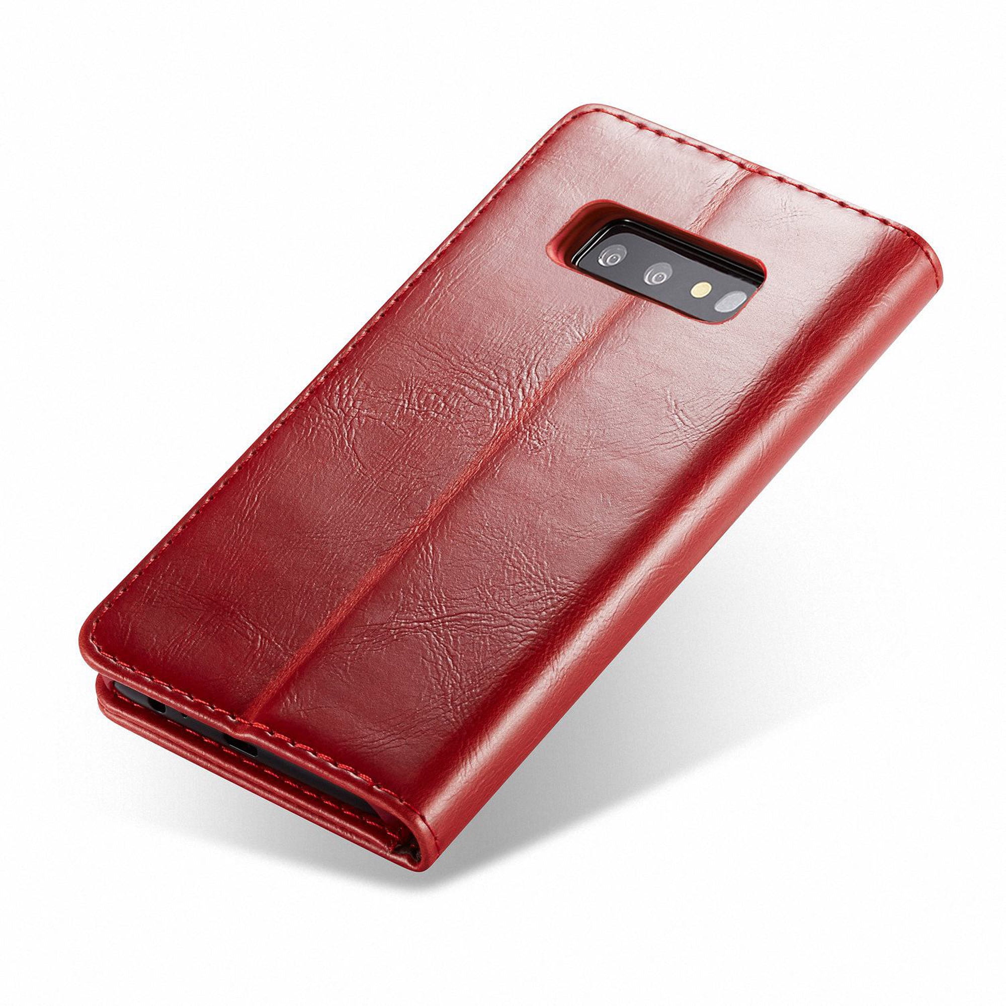 red Leather Flip Case Wallet for Samsung Galaxy S10e Stylish Cover Compatible with Samsung Galaxy S10e