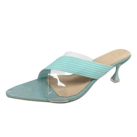 

Ladies Fashion Solid Color Transparent Cross Strap High Heel Sandals Women s Platform Sandals Baby Blue Sandals for Women