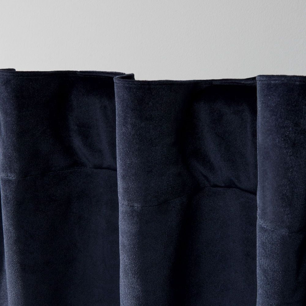 Exclusive Home Velvet Heavyweight Light Filtering Hidden Tab Top Curtain Panel Pair, 52"x108", Navy