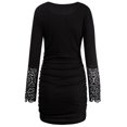 thumbnail image 4 of Vestido De Manga Larga De Encaje Con Cuello Redondo, Vestido De Manga Larga De Encaje Para Mujer Decoración De Botones Otoño Invierno Lavar A Máquina Para El Trabajo Para La ANGGREK Otros, 4 of 8