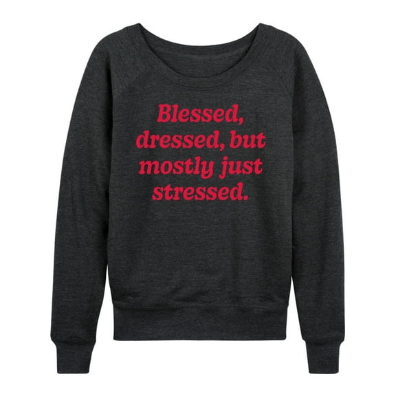 Instant Message - Mostly Just Stressed - Women's Lightweight French Terry Long Sleeve Shirt