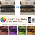 thumbnail image 3 of UHOMEPRO White LED Coffee Table with Storage Drawers, Modern High Gloss Center Table with RGB LED Lights, 2-Tier Rectangle Design with Marbling Print for Living Room, Black, 3 of 8