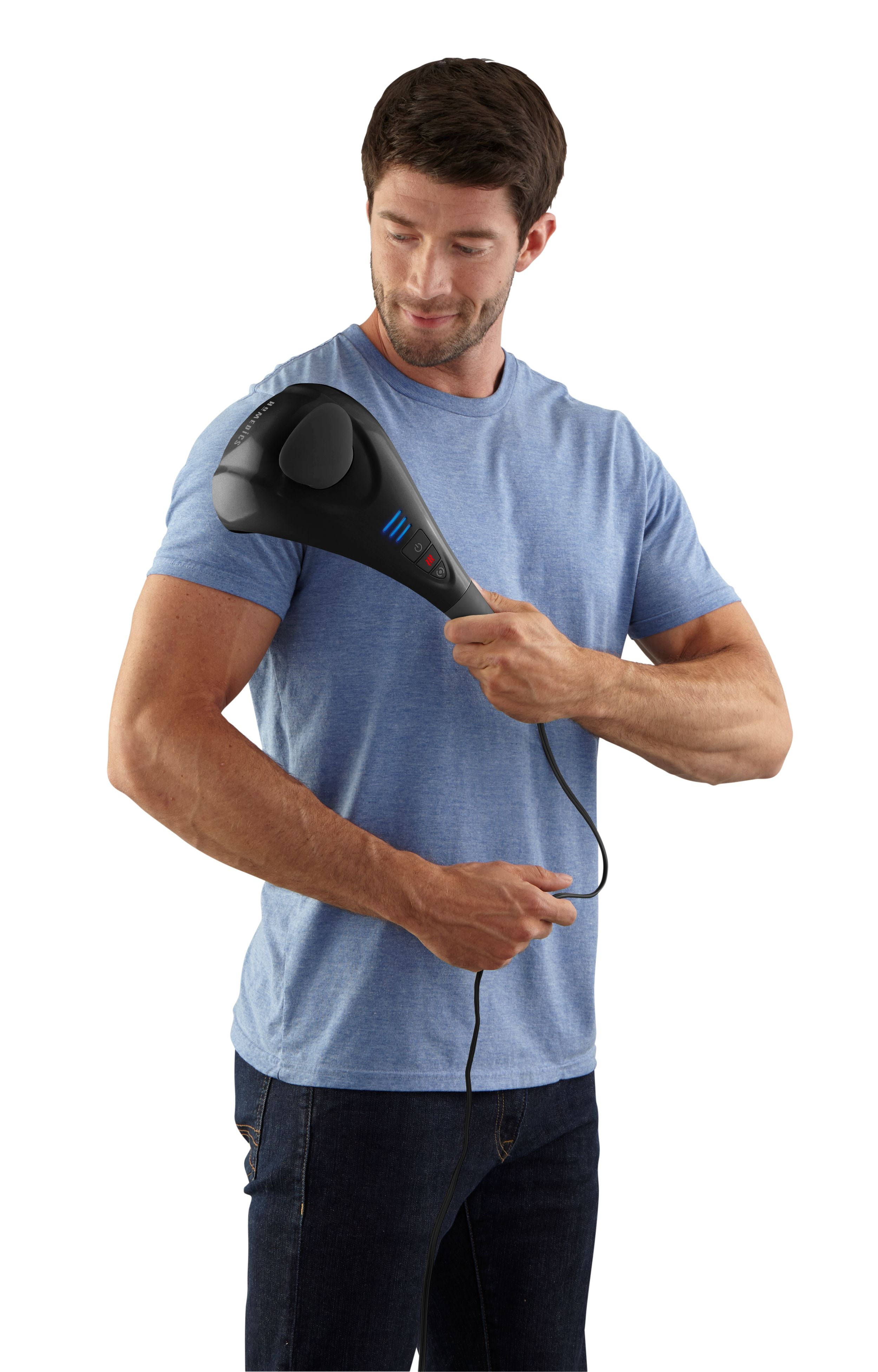HoMedics Twin Percussion Pro Massager with Heat, Handheld Back Massager, Dual Node Heated Back, Neck, and Body Percussion Massager with Interchangeable Nodes to Relieve Back, Neck, Shoulder Tension