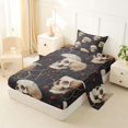 thumbnail image 2 of Homewish Vintage Halloween Skull Twin Sheets,Rustic Berry Print Bedding,Black Beige,3pcs,1 Fitted Sheet and 1 Pillowcase, 2 of 6
