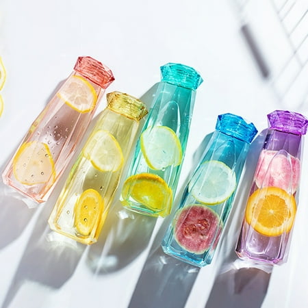 

Beechoice 420ML Glass Water Bottles Glass Juicing Bottles Jars Glass Juice Bottles for juicing Glass Water Bottles Reusable Travel Glass Drinking Bottles with Plastic Airtight Lids Leak Proof