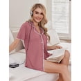 thumbnail image 5 of Ekouaer Pajamas for Women Set 2 Piece Soft Button Up Pjs Short Sleeve Summer Lounge Sets Comfy Sleepwear, 5 of 6