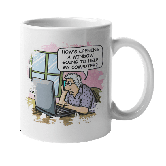 Opening Windows Computer Troubleshooting Funny Coffee & Tea Mug For An IT Tech Support, Computer Engineer, Call Center Agent, And Office Coworkers (11oz)