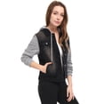 thumbnail image 2 of Chaqueta Vaquera Allegra K con capucha y Cordones para Mujer Negro L, 2 of 5