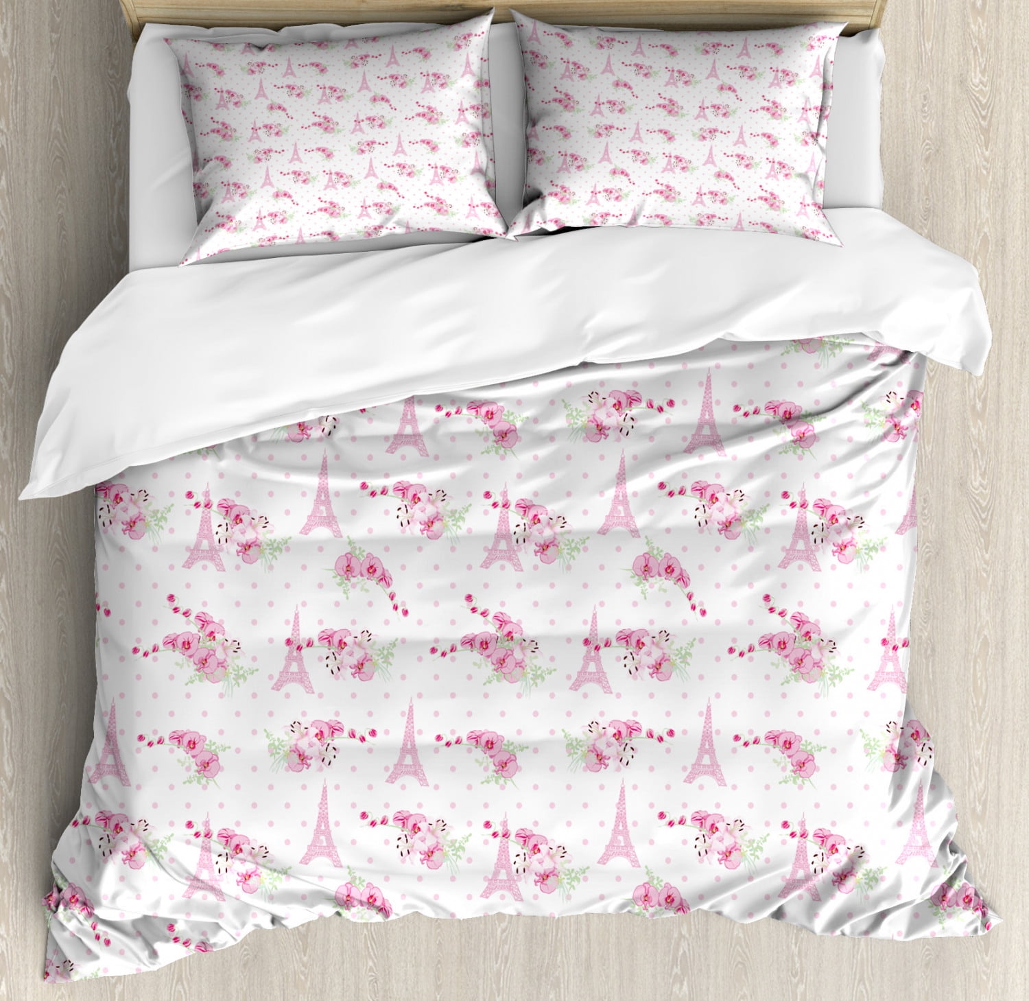 Eiffel Duvet Cover Set Spring Inspiration Pink Flowers Bouquet