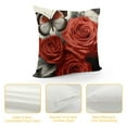 thumbnail image 4 of COMIO  Flower Throw Pillow Covers Red Rose Gray Black Decorative Pillow Covers Couch Bed Sofa Floral Square Pillow Cover Red Black Farmhouse Pillow Case Spring Summer (Red Black), 4 of 5