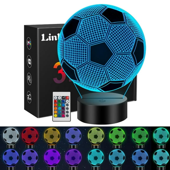 Soccer Gifts for Teens Boys Girls, School Supplies Soccer Ball 3D Illusion Lamp Kids Night Light, Toys for Ages 8-13, Back to School Present, 6 7 8 9 10 11 12 Year Old Birthday Gifts Room Decor