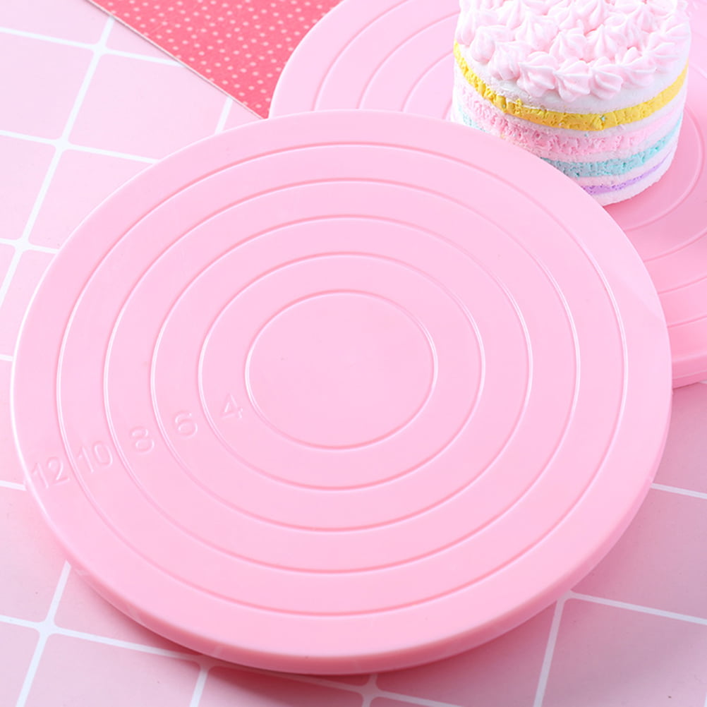 Revolving Cake Stand, Rounded Edges 10 inch Durable Cake Decorating Turntable for Chefs for Cake Decorating Supplies (Pink)