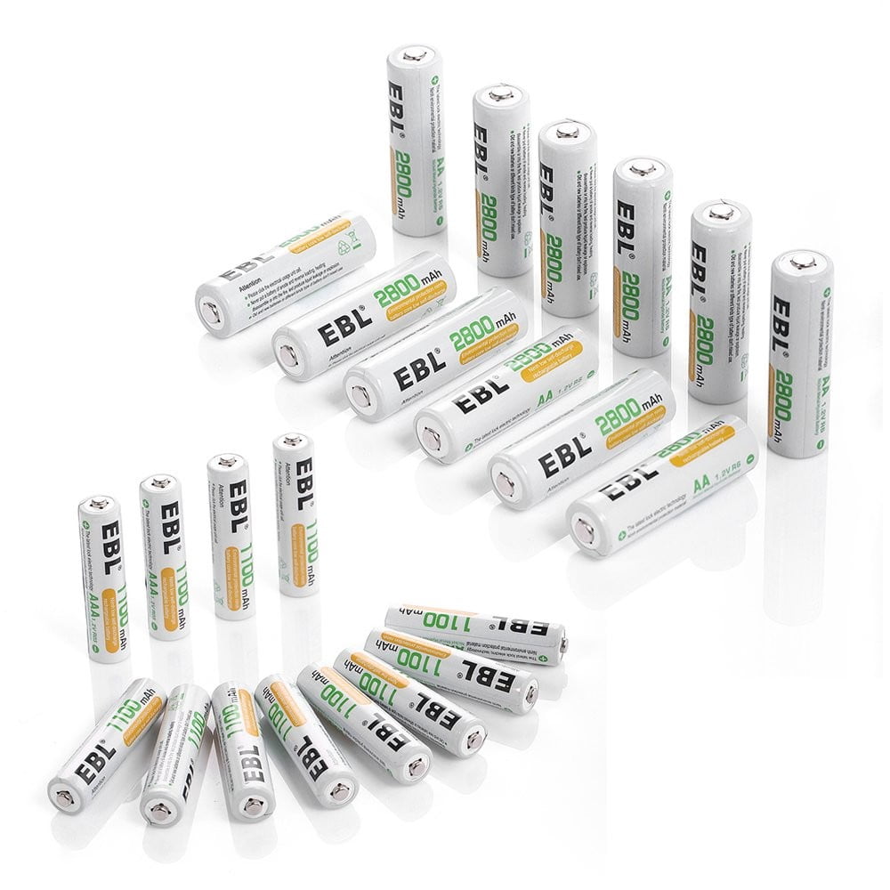 EBL 48 Sets AA AAA Batteries Combo with 24-Pack AA 2800mAh & 24-Pack AAA 1100mAh 1.2V Rechargeable Nimh Batteries
