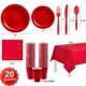 thumbnail image 5 of Juego de Vajilla para Fiestas Completo Rojo Adecuado para Bodas y Cumpleaños, 5 of 7