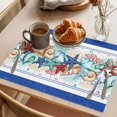 thumbnail image 3 of Navy Starfish Summer Placemats Set of 12 Ocean Conch Coral Coastal Shell Place Mats Indoor Wipeable Table Mats Washable Cloth Dining Table Placemats for Kitchen Holiday Party Home Decor 13x19 Inch, 3 of 9