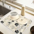 thumbnail image 2 of Yayeee Dish Drying Mat for Kitchen Counter 16" x 18" Microfiber Super Absorbent Coffee Decorative Pad, Small Black Flowers, 2 of 9
