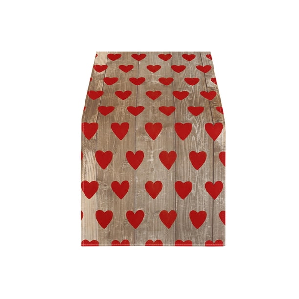 Decoración Del Día de San Valentín Mesa de Carrera de Día de San Valentín Mantel Súper Suave Catering Boda Cocina Fiesta Vacaciones Picnic Decoración Del Hogar 13x72 Pulgadas Corazón Romántico Largo T