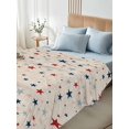 thumbnail image 4 of Twin Size Flat Sheet Only, Independence Five-pointed Star Shining Soft Brushed Microfiber Bed Sheets, Linen Burlap American Flag Day Hotel Quality Breathable Bedding Top Sheet, Easy Care, 66"x96", 4 of 9