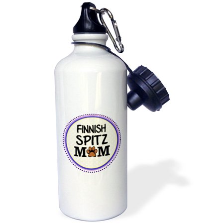 3dRose Finnish Spitz Dog Mom - Doggie mama by breed paw print mum love doggy lover - proud pet owner circle, Sports Water Bottle, 21oz