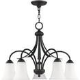 thumbnail image 3 of 5 Light Black Chandelier with Hand Blown Satin Opal White Glass Shade, 3 of 6