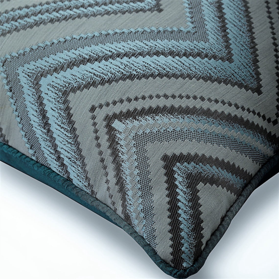The HomeCentric Cushion Covers, Decorative Blue Designer Throw Pillow Covers Pack of 2, 16x16 inch (40x40 cm), Jacquard Cushion Cover, Chevron, Contemporary Throw Pillow Covers Easter - Chevron Blues