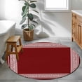 thumbnail image 4 of Red Geometric Large Area Rugs for Bedroom Living Room, Soft Non Slip Carpet Bedside Rug, Country Farm Traditional Chinese Tile Round Floor Cover Kitchen Accent Rug 4' for Dining Room/Office, 4 of 9