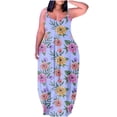thumbnail image 2 of SMihono Robe Maxi Bohème d'Été pour Femmes Grande Taille Mode Féminine Col Rond Sans Manches Robe Imprimée de Plage, 2 of 7