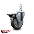 thumbnail image 2 of 4 Inch Gray Polyurethane Wheel Swivel 7/8 Inch Square Stem Caster with Brake, 2 of 2