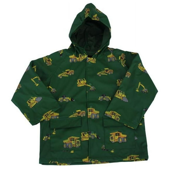 Boys Green Construction Rain Coat 10