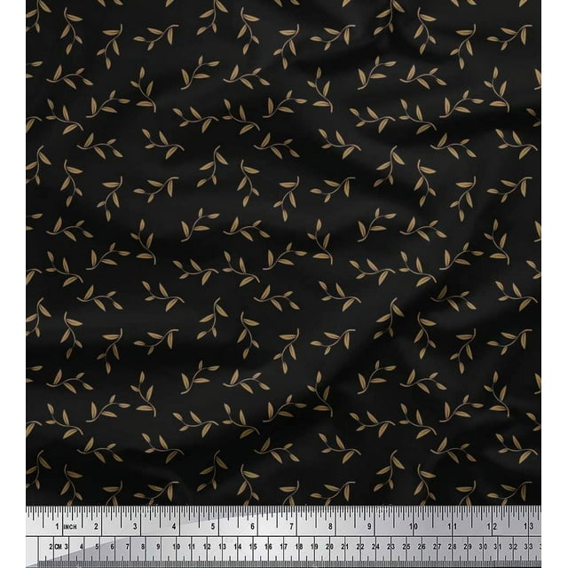 Soimoi Rayon Fabric Artistic Leaves Print Fabric by Yard 56 Inch Wide