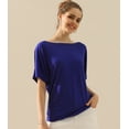 thumbnail image 2 of Doublju Womens Short Sleeve Dolman Drape Loose Fit Tunic Top(Plus Size Available), 2 of 4