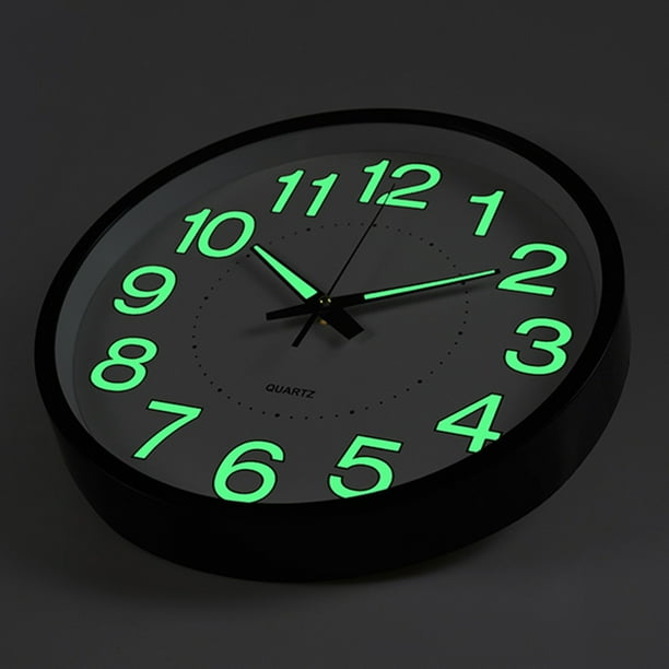 Mrosaa 12" NonTicking Wall Clock Glow In The Dark Silent Quartz Indoor