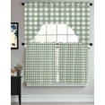 thumbnail image 3 of Sage Green Buffalo Plaid Kitchen Curtains Swag Valance and Tier Curtains Set 24 Inch Length, Farmhouse Green White Checkered Rod Pocket Drape Panels Pair Swag Curtains for Bathroom/Cafe/Window, 3 of 6