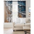 thumbnail image 4 of Nature Blue Blackout Curtains for Bedroom Living Room, Ocean Wave Texture Beach Abstract Modern Art 84 In Long Thermal Insulated Room Darkening Drapes Grommet Window Treatments, 42 x 84 In, 4 of 9