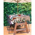 thumbnail image 2 of Vintage Christmas Outdoor Tablecloth - 54x80 Inch Rectangle Dining Table Cover, Snowman Balls Xmas Tree Snowflake Waterproof Outdoor Table Cloth with Umbrella Hole & Zipper for Picnic/Patio, 2 of 5