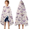 thumbnail image 3 of Beige Butterfly Pattern Hooded Bath Towel，50"x30" for Ages 3 To 12 Kids, Quick Dry Lightweight Soft Microfiber Hood Beach Towel Cover Up for Kids, 3 of 7