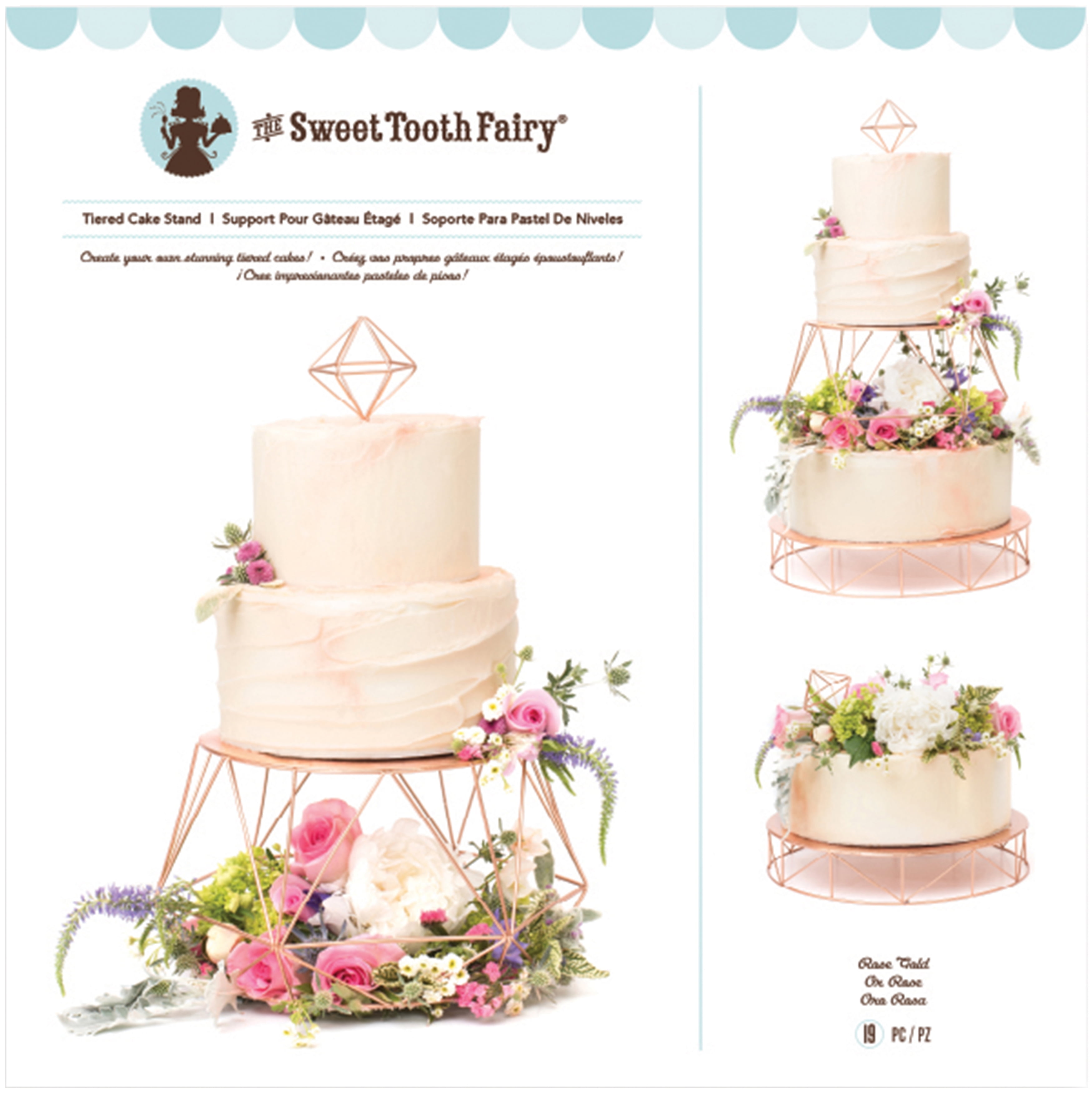 American Crafts Sweet Tooth Fairy Tiered Cake Stand 19 Pieces Rose Gold Walmart Com