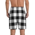 thumbnail image 3 of Kdxio White And Black Plaid Pattern Print Mens Sleep Shorts Bottoms Soft Comfy Pajama Wear Pants with Drawstring Pockets, 3 of 7