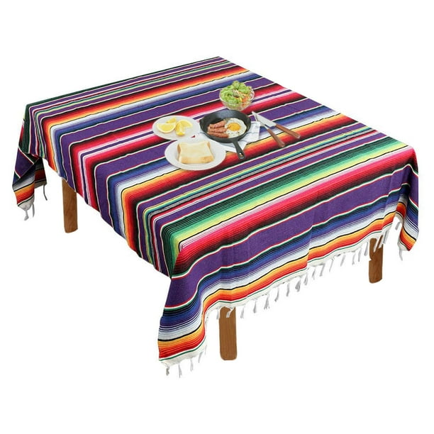 Fowecelt Mexican Serape Blanket Tablecloth 59 x 84 Inch for Mexican Party Wedding Decorations Outdoor Picnics Dining Table Large Square Fringe Cotton Handwoven Table Cloth Walmart