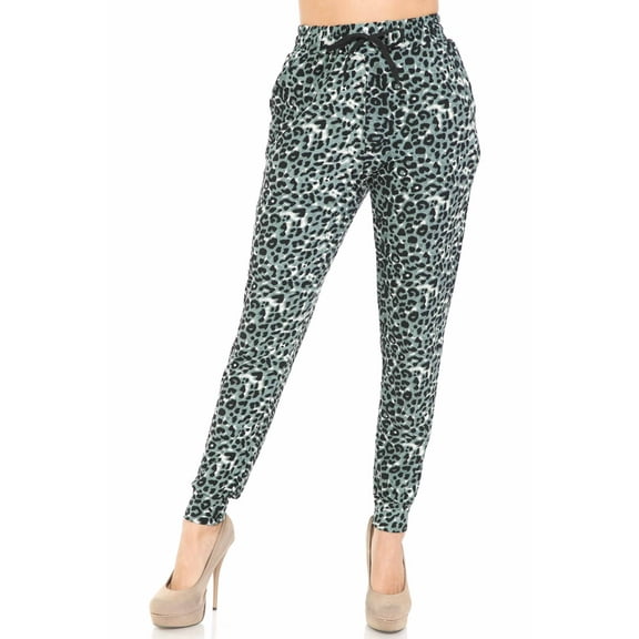 World of Leggings Buttery Soft Snow Leopard Joggers - Large